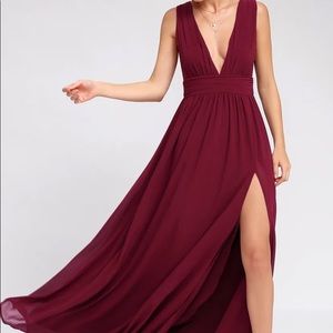 LuLu’s Heavenly Hues Burgundy Maxi Dress